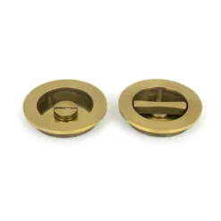 Aged Brass 75mm Art Deco Round Flush Pull Handle - Privacy | 48325 -Ironmongery Experts Shop 48325 main l.jpeg.mst