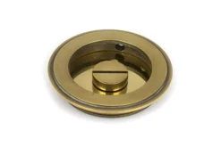 Aged Brass 75mm Plain Round Flush Pull Handle - Privacy | 48331