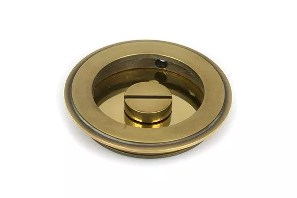 Aged Brass 75mm Plain Round Flush Pull Handle - Privacy | 48331 3 Aged Brass 75mm Plain Round Flush Pull Handle - Privacy | 48331