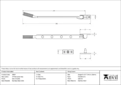 Satin 316 SS 10" Brompton Knurled Casement Window Stay | 49937 -Ironmongery Experts Shop 49937 drawing.jpg.mst