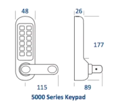 Borg 5001 Digital Lock & Round Bar Handle With Optional Finishes -Ironmongery Experts Shop 5000 dimensions 1.png.mst