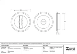 Polished Bronze 75mm Art Deco Round Flush Pull Handle - Privacy | 50147 -Ironmongery Experts Shop 50147 drawing.jpg.mst