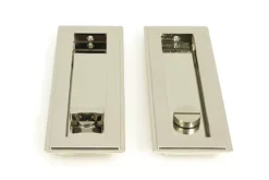 Polished Nickel 175mm Art Deco Rectangular Flush Pull - Privacy | 50156