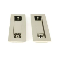 Polished Nickel 175mm Plain Rectangular Flush Pull - Privacy | 50158