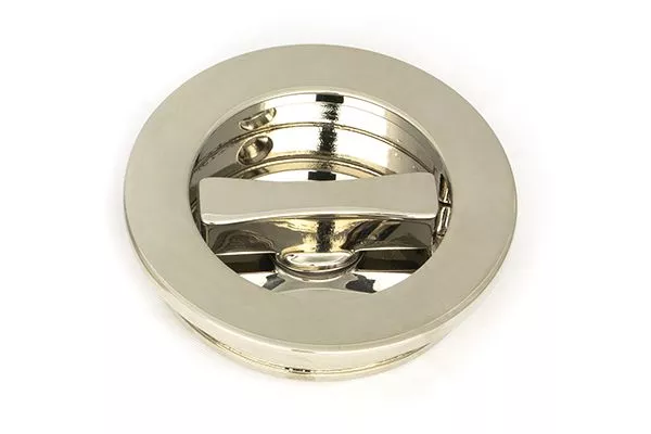 Polished Nickel 60mm Plain Round Flush Pull Handle - Privacy | 50166 3 Polished Nickel 60mm Plain Round Flush Pull Handle - Privacy | 50166