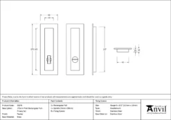 Pewter 175mm Plain Rectangular Flush Pull - Privacy | 50176 -Ironmongery Experts Shop 50176 drawing.jpg.mst