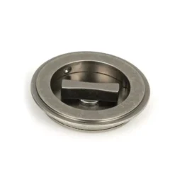 Pewter 75mm Art Deco Round Flush Pull Handle - Privacy | 50183