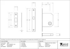 Anvil Polished Bronze 50mm Sliding Door Lock | 50664 -Ironmongery Experts Shop 50664 drawing.jpg.mst