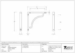 Anvil Satin Brass 150 X 150mm Abingdon Shelf Bracket| 51087 -Ironmongery Experts Shop 51087 drawing s.jpg.mst