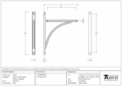 Anvil Aged Brass 314 X 250mm Apperley Shelf Bracket| 51136 -Ironmongery Experts Shop 51136 drawing s.jpg.mst