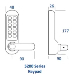 Borg 5201 Marine Grade Digital Lock With Latch -Ironmongery Experts Shop 5200 series dimension 1.png.mst