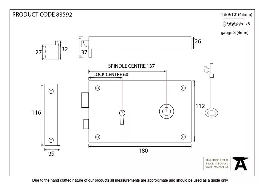 From The Anvil Iron Large Right Hand Rim Lock | 83592 5 From The Anvil Iron Large Right Hand Rim Lock | 83592 - Image 3