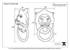 From The Anvil Polished Chrome Lions Head Door Knocker | 91998 -Ironmongery Experts Shop 91998 drawing.jpg.mst