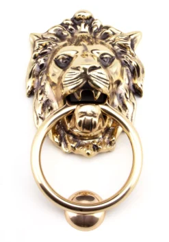 From The Anvil Polished Bronze Lions Head Door Knocker | 91999