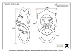 From The Anvil Polished Bronze Lions Head Door Knocker | 91999 -Ironmongery Experts Shop 91999 drawing.jpg.mst