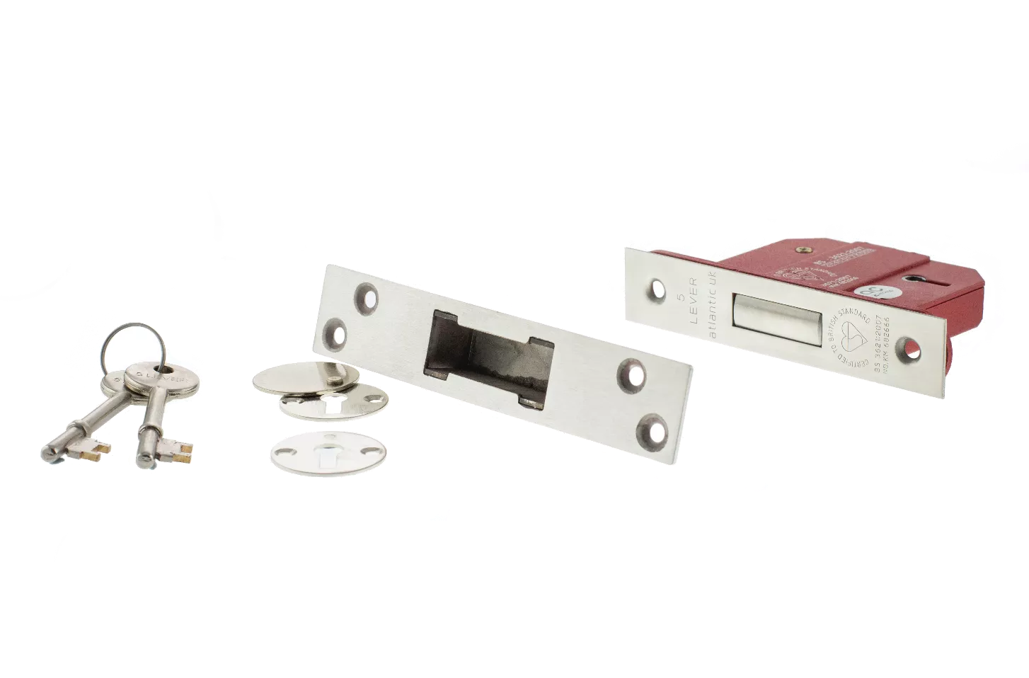 Satin Chrome 63mm (2.5") British Standard 5 Lever Mortice Deadlock | ALKDEAD5LK25SC 3 Satin Chrome 63mm (2.5") British Standard 5 Lever Mortice Deadlock | ALKDEAD5LK25SC