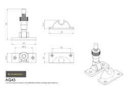 Polished Brass Brighton Sash Window Fastener | AQ43PB -Ironmongery Experts Shop aq43 tech 1.png.mst