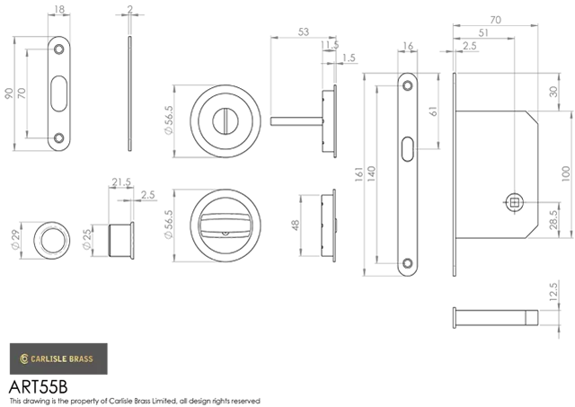 CARLISLE Manital Satin Chrome Sliding Door Locking Kit | ART55BSC 4 CARLISLE Manital Satin Chrome Sliding Door Locking Kit | ART55BSC - Image 2