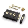 A&W Black Cast Iron Keswick Rim Lock With Keys | AW100BL