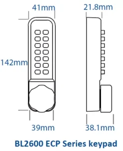 Borg 2621 ECP Marine Grade Easicode Pro Back To Back Digital Lock -Ironmongery Experts Shop bl2600 keypad only line drawing.png.mst