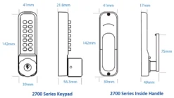 Borg 2702 Marine Grade Black Digital Lock With Key Override, Paddle Handle & Holdback Option
