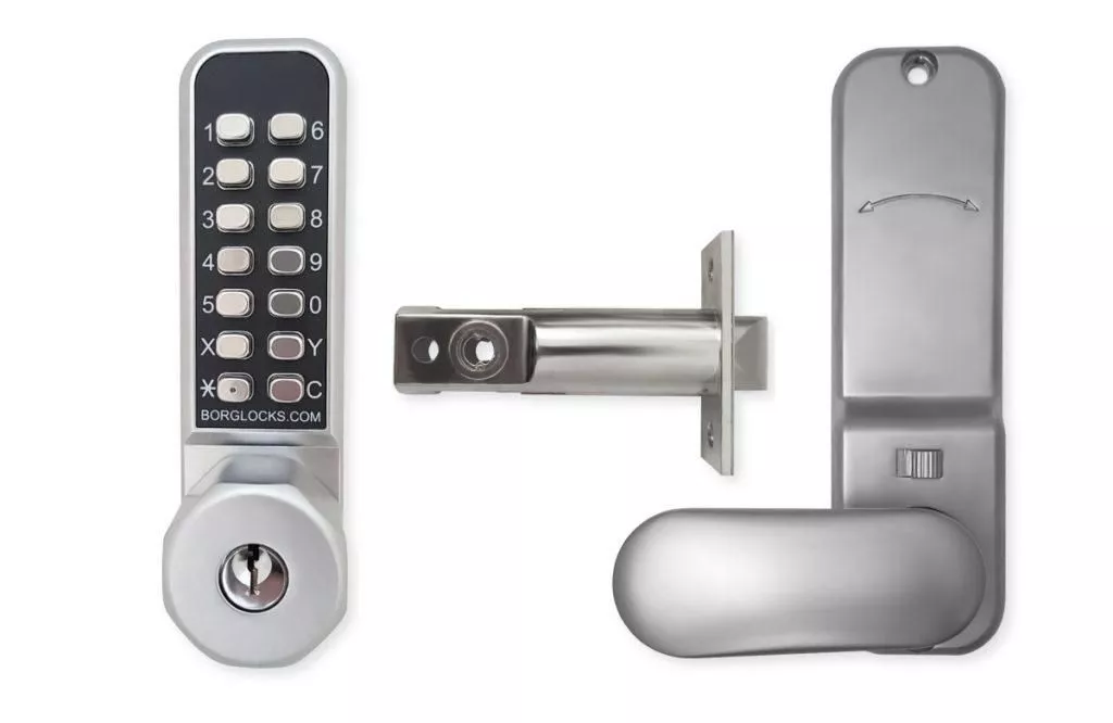 Borg 2701 Satin Chrome Holdback Digital Lock With Inside Paddle, Key Override & Tubular Latch 7 Borg 2701 Satin Chrome Holdback Digital Lock With Inside Paddle, Key Override & Tubular Latch - Image 5
