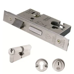 CARLISLE Set Satin Stainless Steel 64mm Easi T BS Euro Sashlock With Cylinder