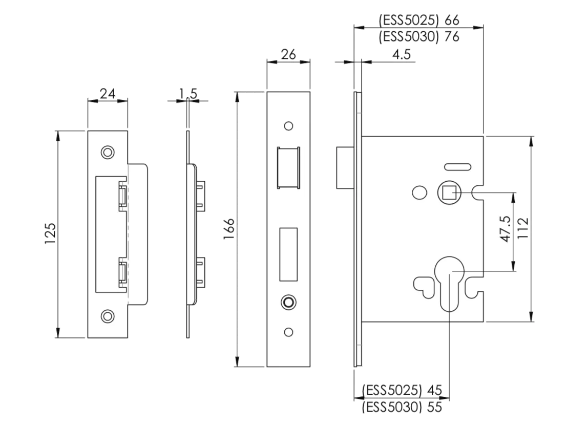 CARLISLE 76mm Satin Stainless Steel Easi T Euro Profile Sashock | ESS5030SSS 3 CARLISLE 76mm Satin Stainless Steel Easi T Euro Profile Sashock | ESS5030SSS