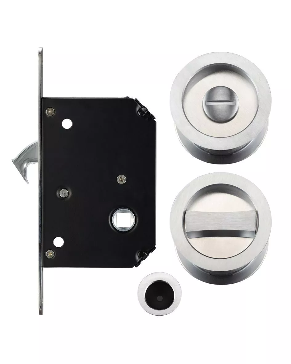 Satin Chrome Sliding Door Lock Set | FB81SC 3 Satin Chrome Sliding Door Lock Set | FB81SC