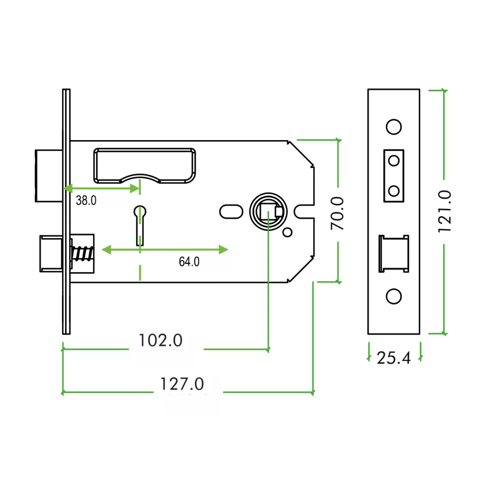 127mm Florentine Bronze 3 Lever Horizontal Mortice Lock ZUKH3127FB 5 127mm Florentine Bronze 3 Lever Horizontal Mortice Lock ZUKH3127FB - Image 3