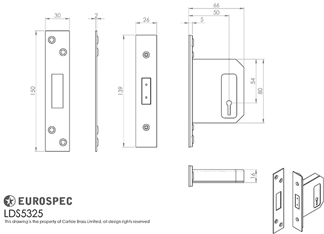 CARLISLE 64mm Antique Brass Easi T 3 Lever Deadlock | LDS5325AB 6 CARLISLE 64mm Antique Brass Easi T 3 Lever Deadlock | LDS5325AB - Image 4