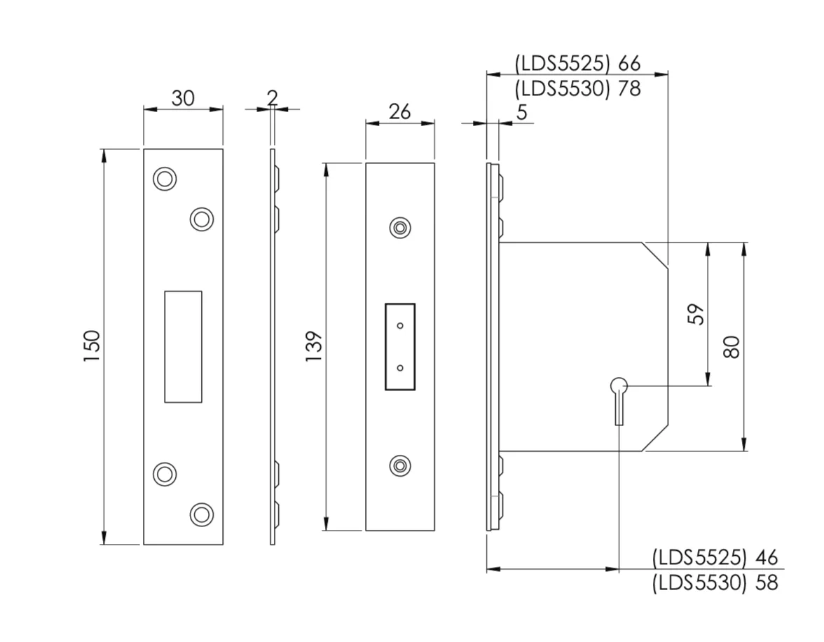 CARLISLE 64mm Satin Stainless Steel Easi T 5 Lever Deadlock | LDS5525SSS 4 CARLISLE 64mm Satin Stainless Steel Easi T 5 Lever Deadlock | LDS5525SSS - Image 2