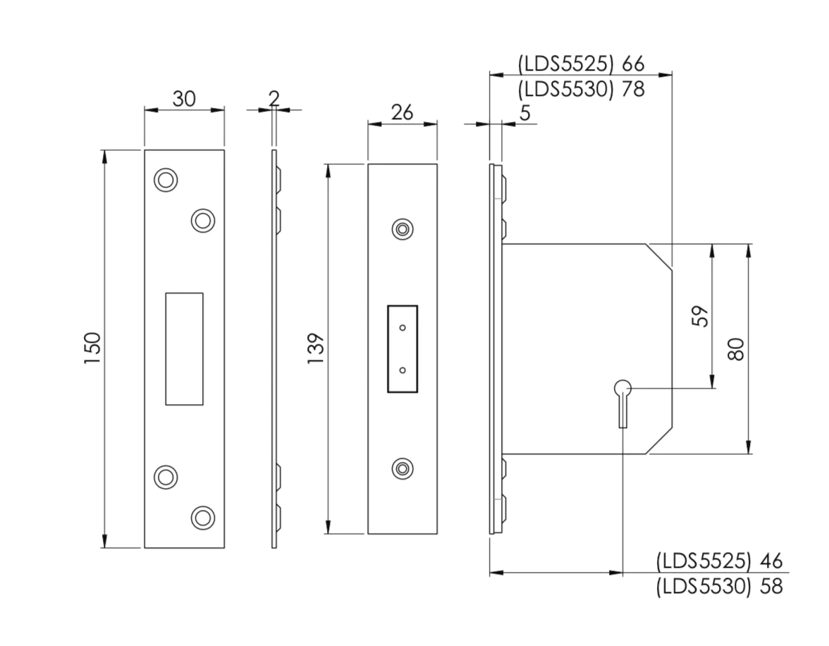CARLISLE 76mm Satin Brass Easi T 5 Lever Deadlock | LDS5530SB 6 CARLISLE 76mm Satin Brass Easi T 5 Lever Deadlock | LDS5530SB - Image 4