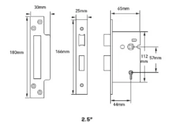 CARLISLE 64mm Bright Stainless Steel Easi T 5 Lever Sashock | LSS5525BSS -Ironmongery Experts Shop lss5525 tech 2.png.mst