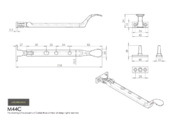 202mm Polished Chrome Victorian Casement Stay | M44CCP -Ironmongery Experts Shop m44c tech.png.mst