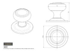 70mm Dia. Satin Chrome Centre Door Knob -Ironmongery Experts Shop m51 tech 2.png.mst