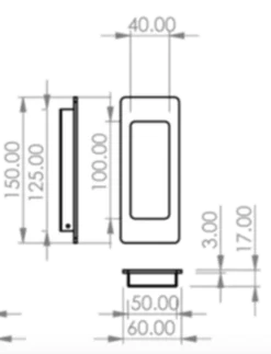 Polished Brass 150mm Long Flush Pocket Door Pull Handle Set | PH7150PBL -Ironmongery Experts Shop ph7150 tech 4.png.mst