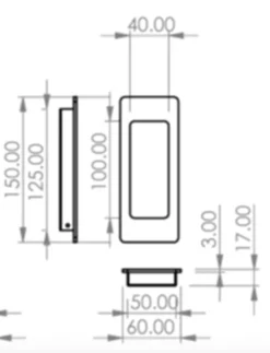 Set Black 150mm Long Flush Pocket Door Pull Handles | PH7150NST -Ironmongery Experts Shop ph7150 tech 5 1.png.mst