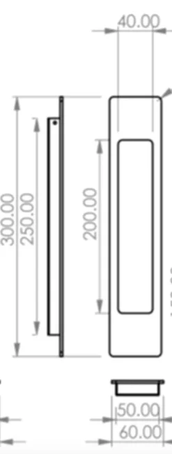 Satin Nickel 300mm Long Flush Pocket Door Pull Handle Set | PH7300SNP -Ironmongery Experts Shop ph7300 tech 3 2 1.png.mst