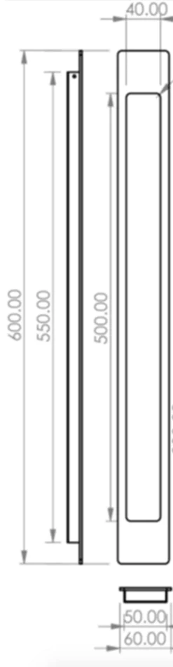 Set Matt Black 600mm Long Flush Pocket Door Pull Handles | PH7600MB