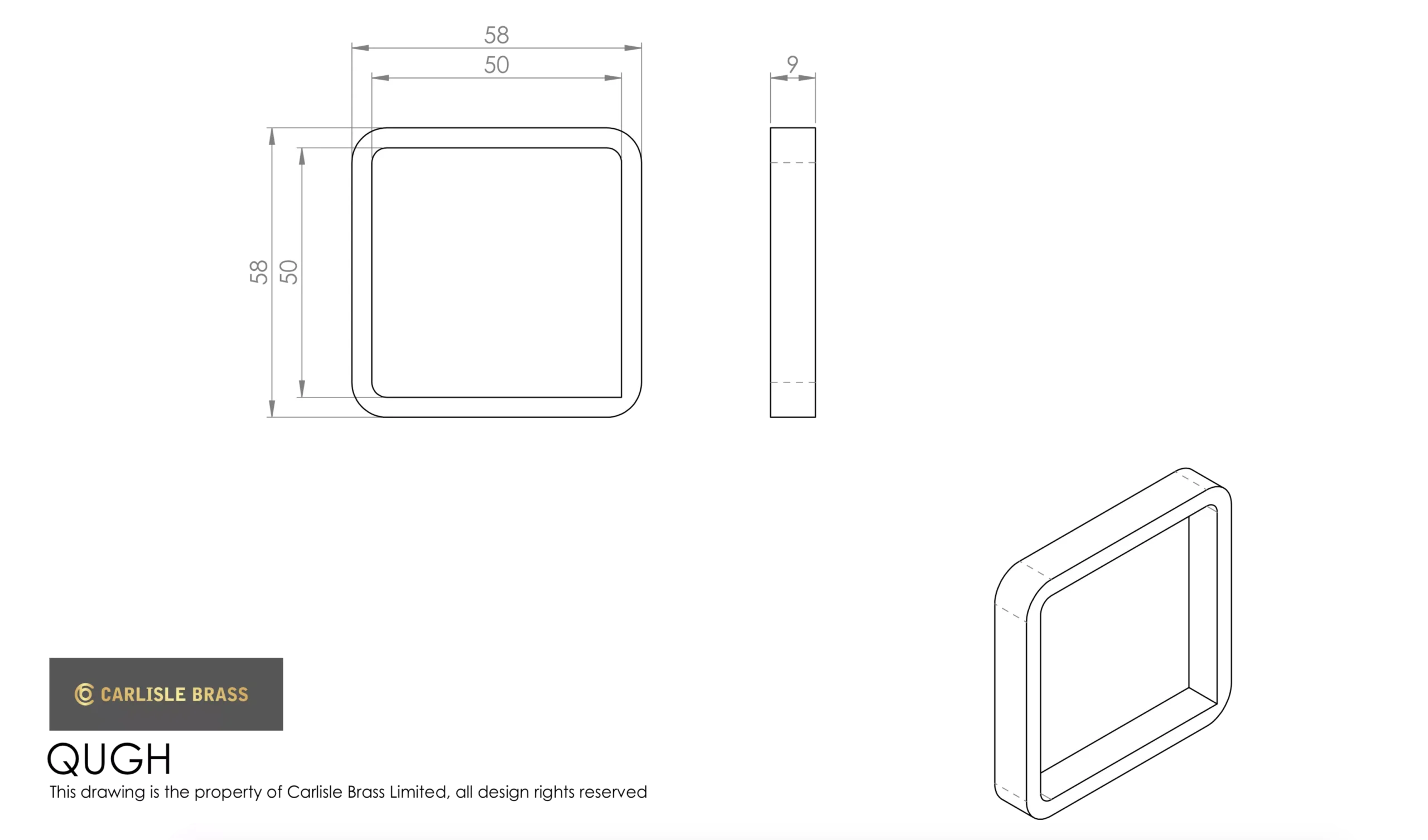 CARLISLE Quattro 58x58mm Square Stainless Steel Effect Sliding Door Grip Handle 6 CARLISLE Quattro 58x58mm Square Stainless Steel Effect Sliding Door Grip Handle - Image 4