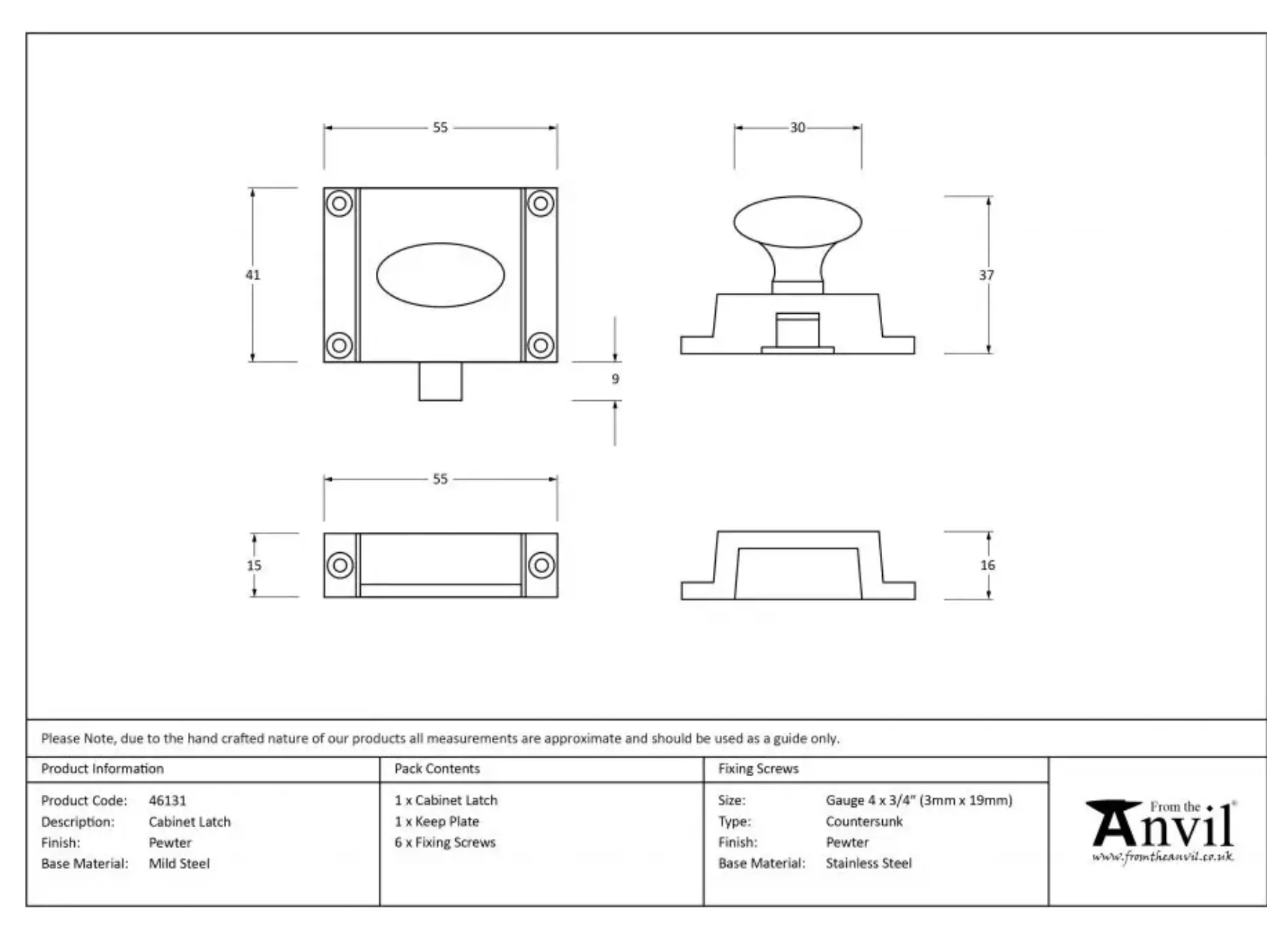 From The Anvil Pewter Cabinet Latch | 46131 7 From The Anvil Pewter Cabinet Latch | 46131 - Image 5