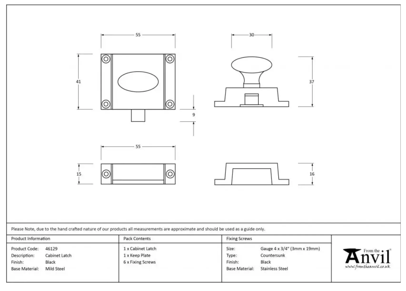 From The Anvil Black Cabinet Latch | 46129 7 From The Anvil Black Cabinet Latch | 46129 - Image 5