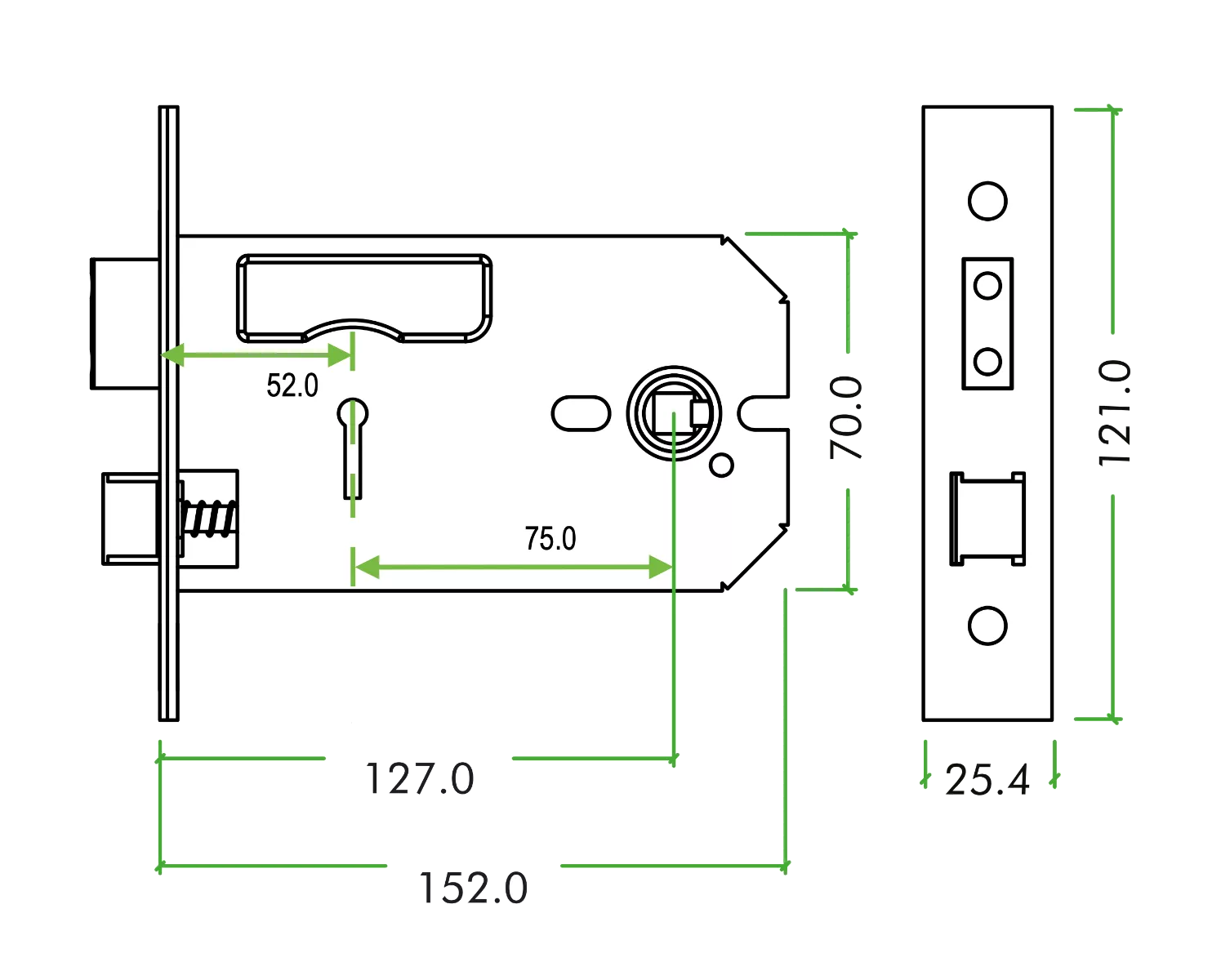 152mm PVD Brass 3 Lever Horizontal Mortice Lock ZUKH3152PVD 4 152mm PVD Brass 3 Lever Horizontal Mortice Lock ZUKH3152PVD - Image 2