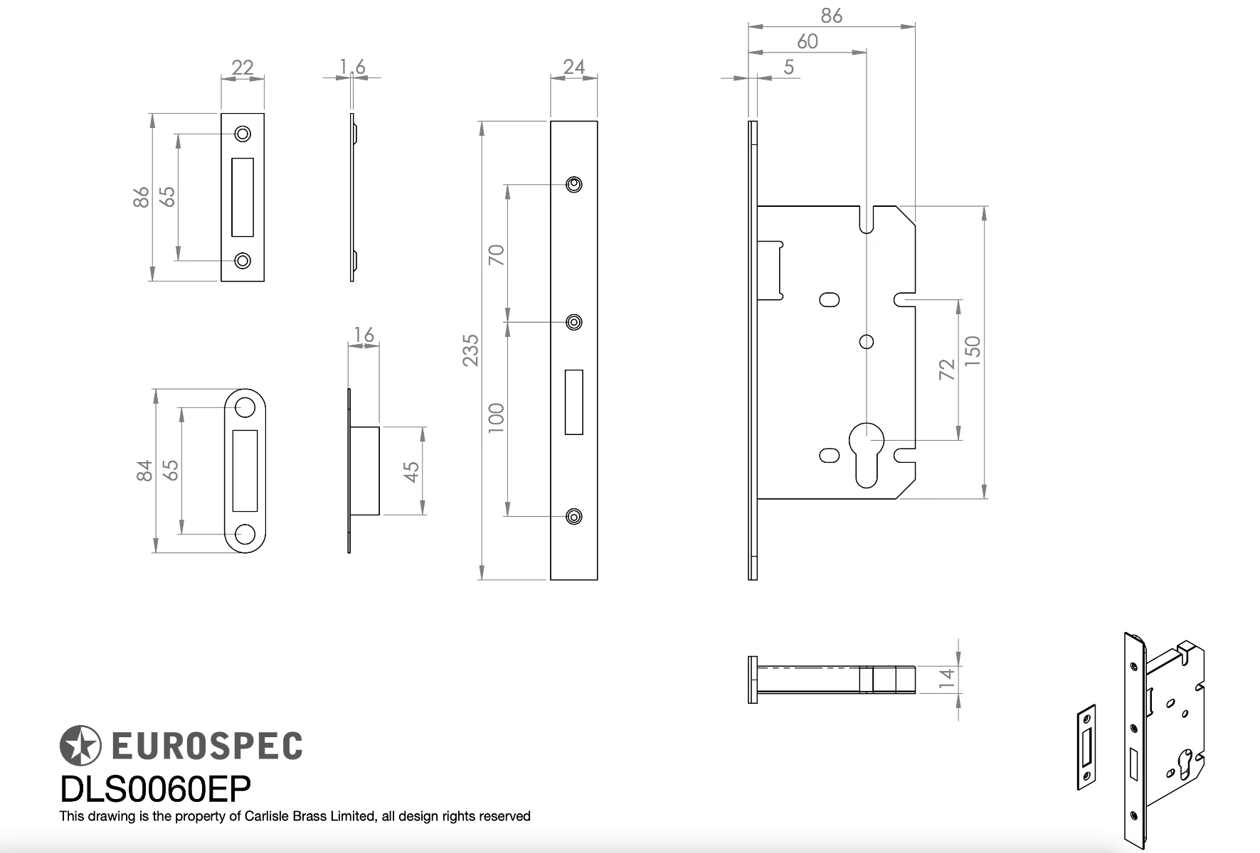CARLISLE Matt Bronze Easi T Architectural DIN Standard Deadlock | DLS0060EPMBRZ 4 CARLISLE Matt Bronze Easi T Architectural DIN Standard Deadlock | DLS0060EPMBRZ - Image 2