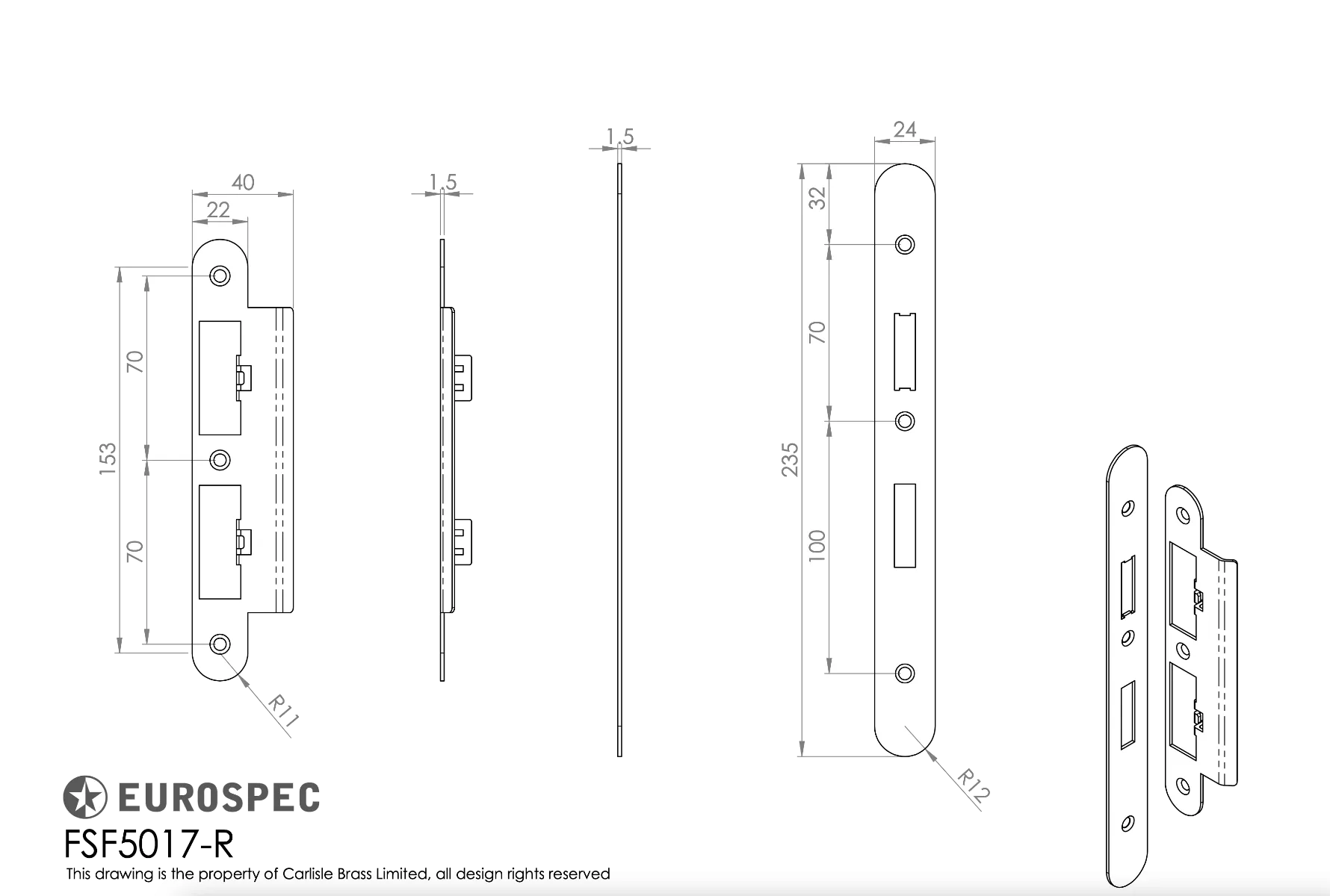 CARLISLE Satin Stainless Steel Easi T Radius Din Standard Euro Profile Sashock | DLS7260EPSSS-R 5 CARLISLE Satin Stainless Steel Easi T Radius Din Standard Euro Profile Sashock | DLS7260EPSSS-R - Image 3