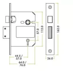 64mm PVD Brassl British Standard 5 Lever Sashlock | ZBSS64PVD