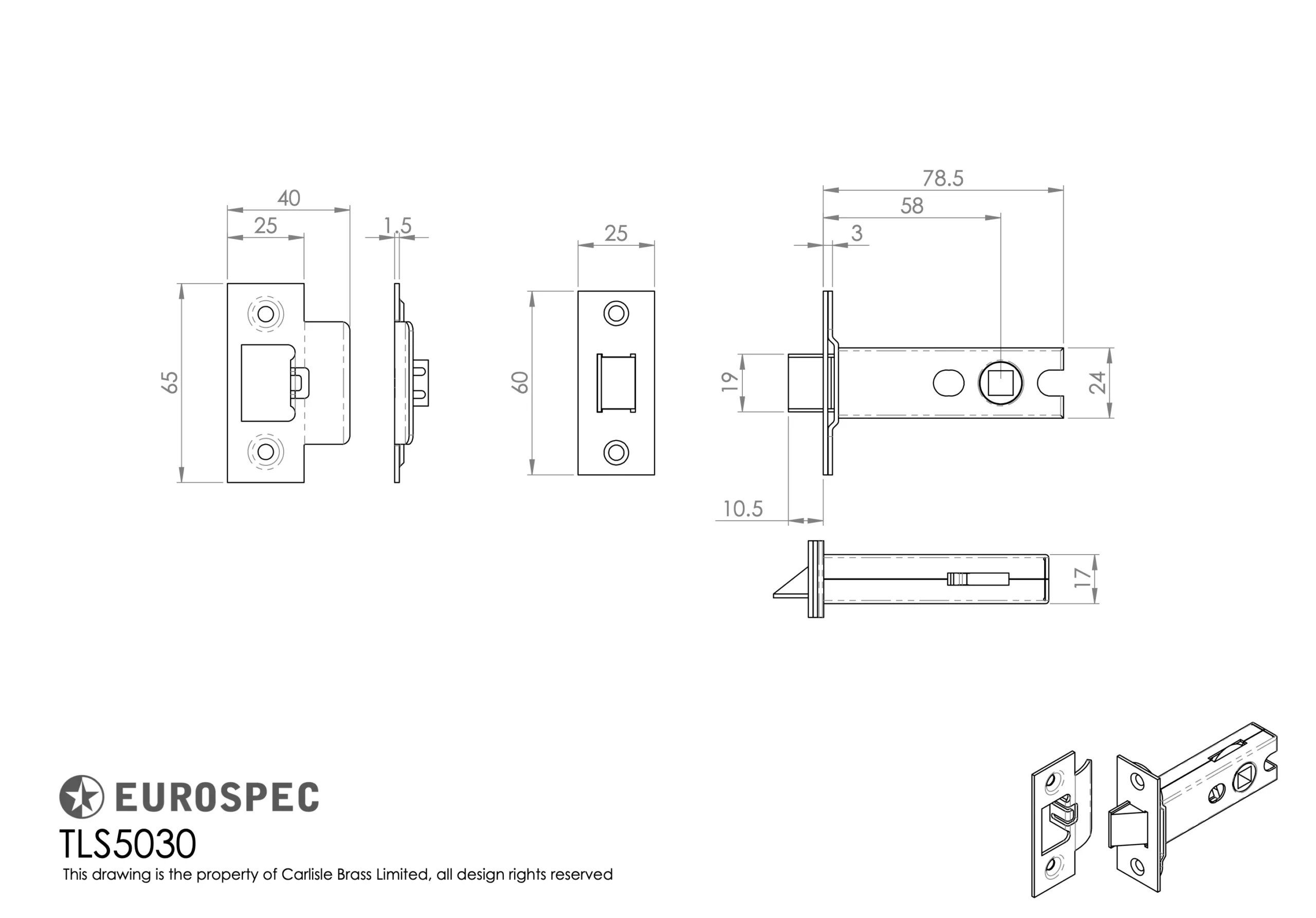 CARLISLE 76mm Matt Bronze Easi T Heavy Sprung Tubular Latch | TLS5030MBRZ 4 CARLISLE 76mm Matt Bronze Easi T Heavy Sprung Tubular Latch | TLS5030MBRZ - Image 2