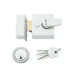 White Cylinder 40mm Narrow Nightlatch | VNL40PCW -Ironmongery Experts Shop vnl40pcw.jpg.mst