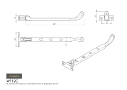 201mm Polished Chrome Bulb End Casement Stay | WF12CCP